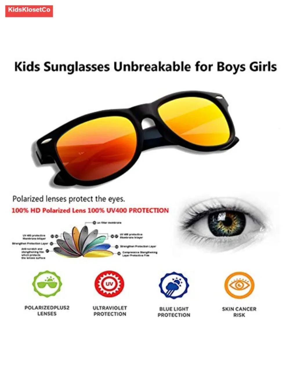 Polarized Kids Sunglasses Unbreakable UV Protection Toddler Sun Glasses Ages